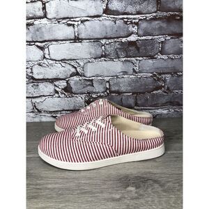 Spenco Orthotic Red Stripe Canvas Santa Rosa Mule Shoes WomenySz 9D US/39.5EU
